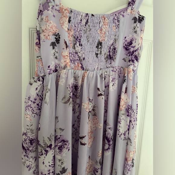 Grace Karin Floral Lavender A Line Maxi Dress Off or On the shoulder - Picture 6 of 13